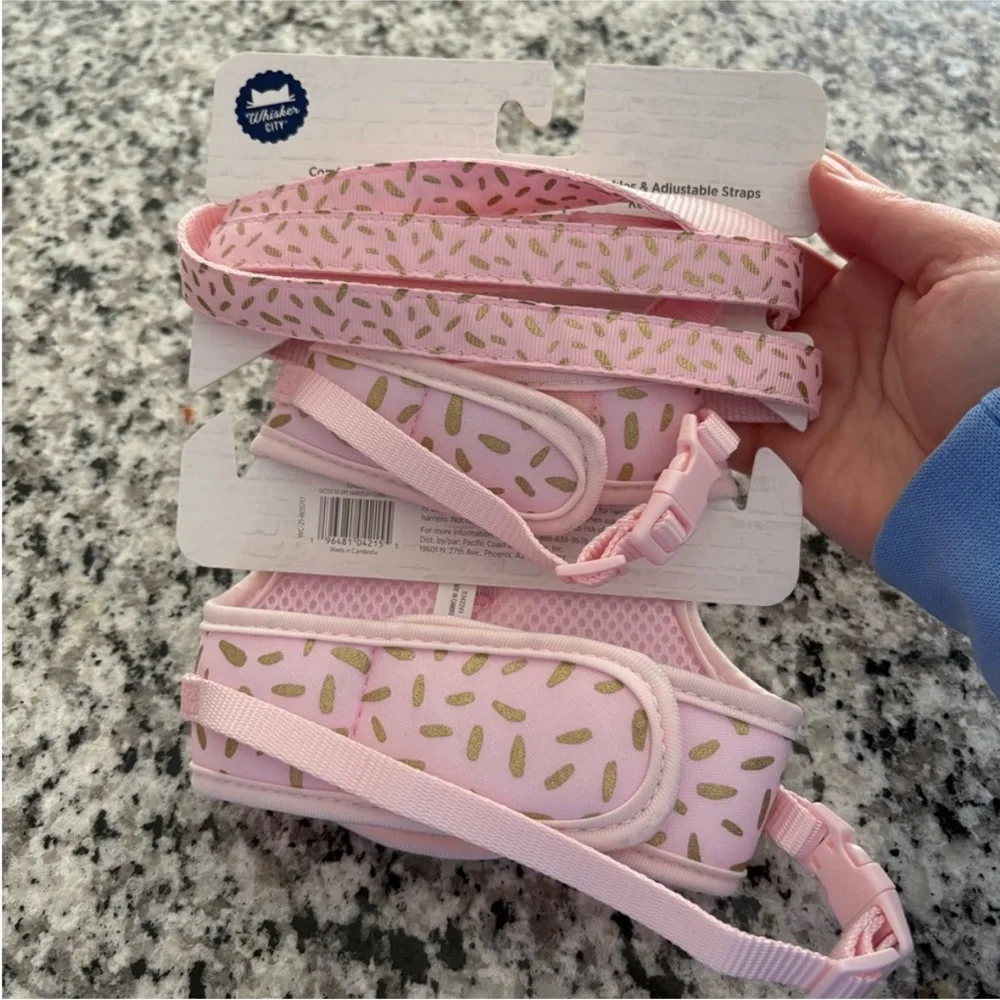 Pink Cat Vest with Leash & Bell